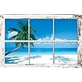 HUNTINGTON GRAPHICS Tropical Window - Palm Trees Poster 24X36