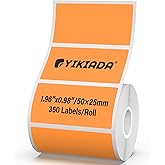 YIKIADA Orange Thermal Labels 1 × 2 Inch Vinyl Waterproof Stickers Self-Adhesive Address Decals Compatible with M110/M220 350 PCS