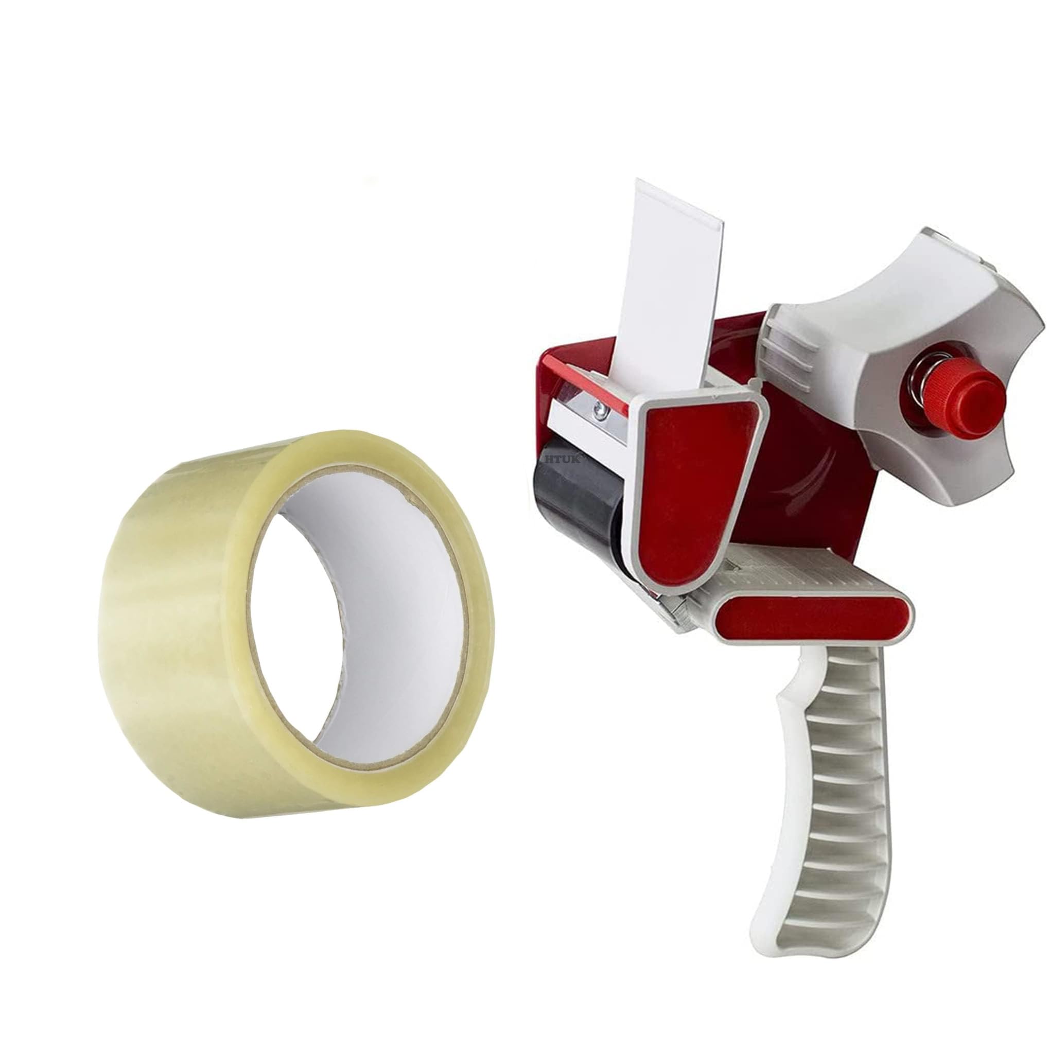 HTUK Heavy Duty Tape Gun Dispenser & Packaging Tape 48mm 50m Width, Metal, Manual, Tape Dispenser