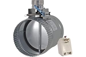 Suncourt ZoneMaster Fully Adjustable Motorized Airflow Control Zone Damper Air Duct Fan (6 inch), Usually Closed, 24 Volt Thermostat Compatibility, 24VAC/20VA Plug-in Transformer Included, Silver