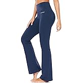 baleaf Womens Cotton Flare Yoga Pants High Waisted Bootcut Bell Bottom Leggings Dressy Work Office Trousers