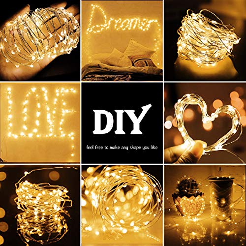 cshare Led Fairy Lights Battery Operated, 1 Pack 16ft/50 LEDs Mini Battery Powered Copper Wire Starry Fairy Lights for Bedroom, Christmas, Parties, Wedding, Centerpiece, Decoration ( Warm White)