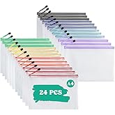 24pcs A4 Mesh Zipper Pouch Bags, 8 Color Zipper Bags for Organizing Storage, A4 Letter Size, Waterproof Zipper Pouches for Cosmetics Toys,Puzzle,School,Board Games and Office Supplies, Documents