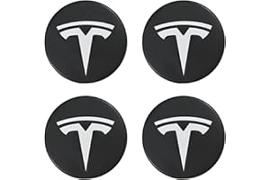 FOR AUTO MOD FORAUTOMOD Wheel Cover Center Cap for Tesla Model 3 & Y (4PCS) - 56mm Hubcap Emblem Sticker - Matte Black Background+White Emblem Waterproof Decorative Rim Caps - OEM Fit Hub Accessories