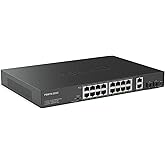 16 Port Full Gigabit PoE Switch with 2 *Gigabit SFP Ports &amp; RJ45 Ports, Unmanaged Plug and Play, High Power Total Budget 300W, 802.3af/at Compliant, Fanless &amp; Slience, Metal Housing, Rack Mount