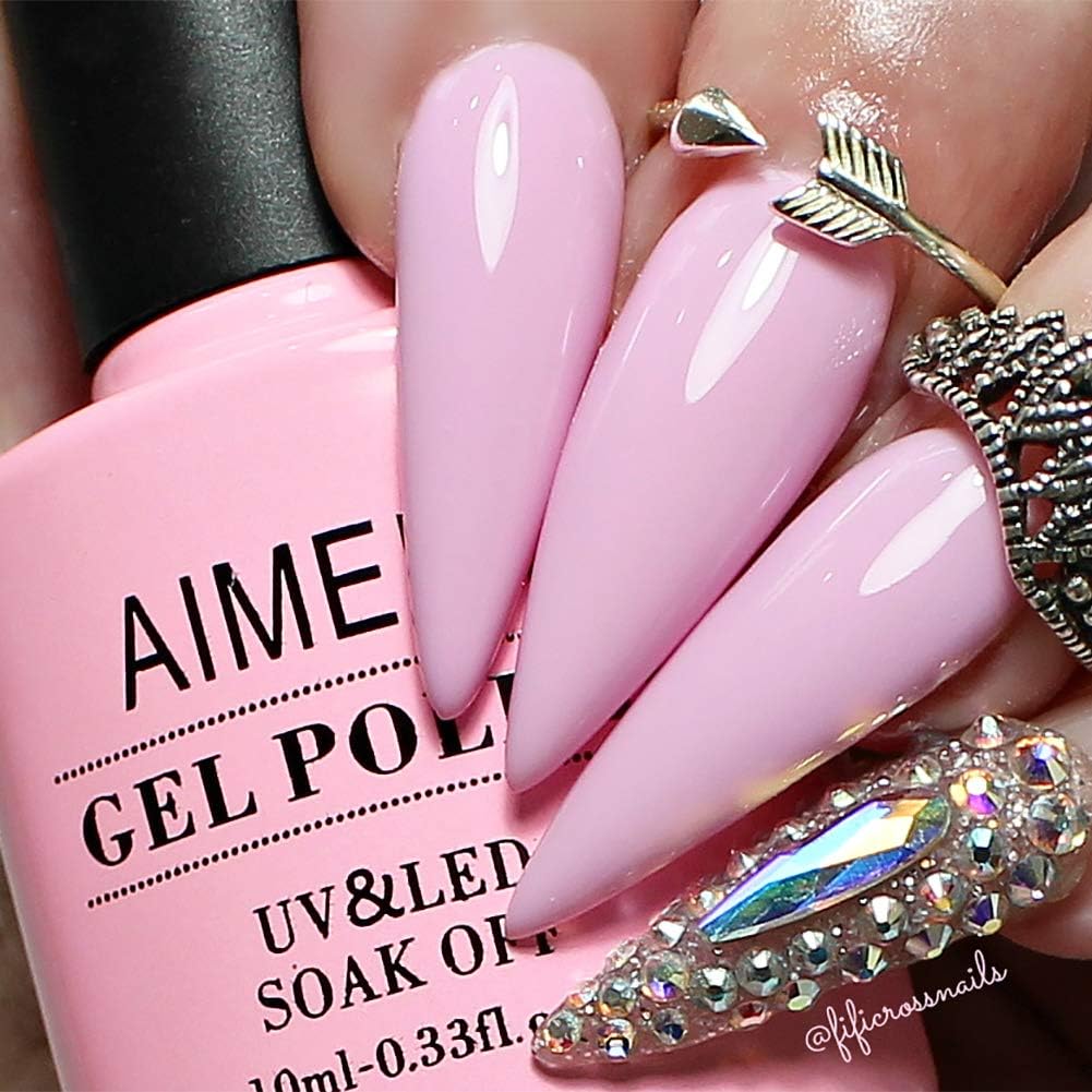 AIMEILI Pink Nail Polish Soak Off UV LED Nude Pink Gel Varnish 10 ml - Cake Pop (019), SW019, 10 ml (Pack of 1) - Image 3