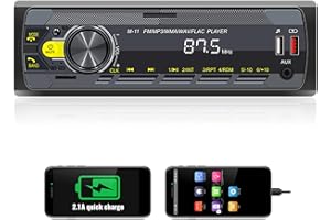 UNITOPSCI Single Din Car Stereo Bluetooth 5.0 Multimedia Audio Receiver, Push to Talk Assistant, Hands-Free Call Voice Control, MP3/FM/AUX in/USB/TF Input APP Control LCD Digital Display