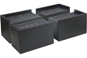 Jeethemy Bed Risers, Furniture Risers for Desk/Couch/Sofa/Table/Chair,Elevation in Heights of 3 or 5 Inches and Supports up to 11000 lbs,Extra Large with Heavy Duty Set of 4,Black Rectangle 5 Inches