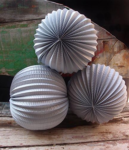 Quasimoon PaperLanternStore.com 12 Inch Silver Accordion Paper Lantern - (3 Pack)