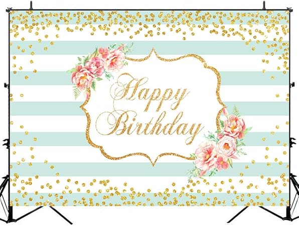 Amazon Mocsicka Happy Birthday写真背景 ブルーとゴールド グリッター 誕生日背景 ビニール 7x5フィート 誕生日パーティーバナー デコレーション用品 バックペーパー 背景布 通販