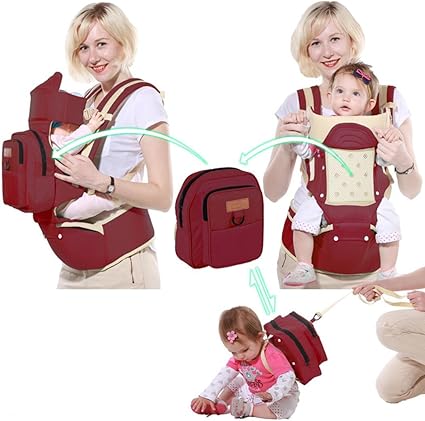 Porte Bebe Pour Porter Votre Bebe Sac A Dos Multi Fonctionnelle De Securite Anti Perte De Enfants Dos Transporteurs Wine Red Amazon Fr Bebes Puericulture