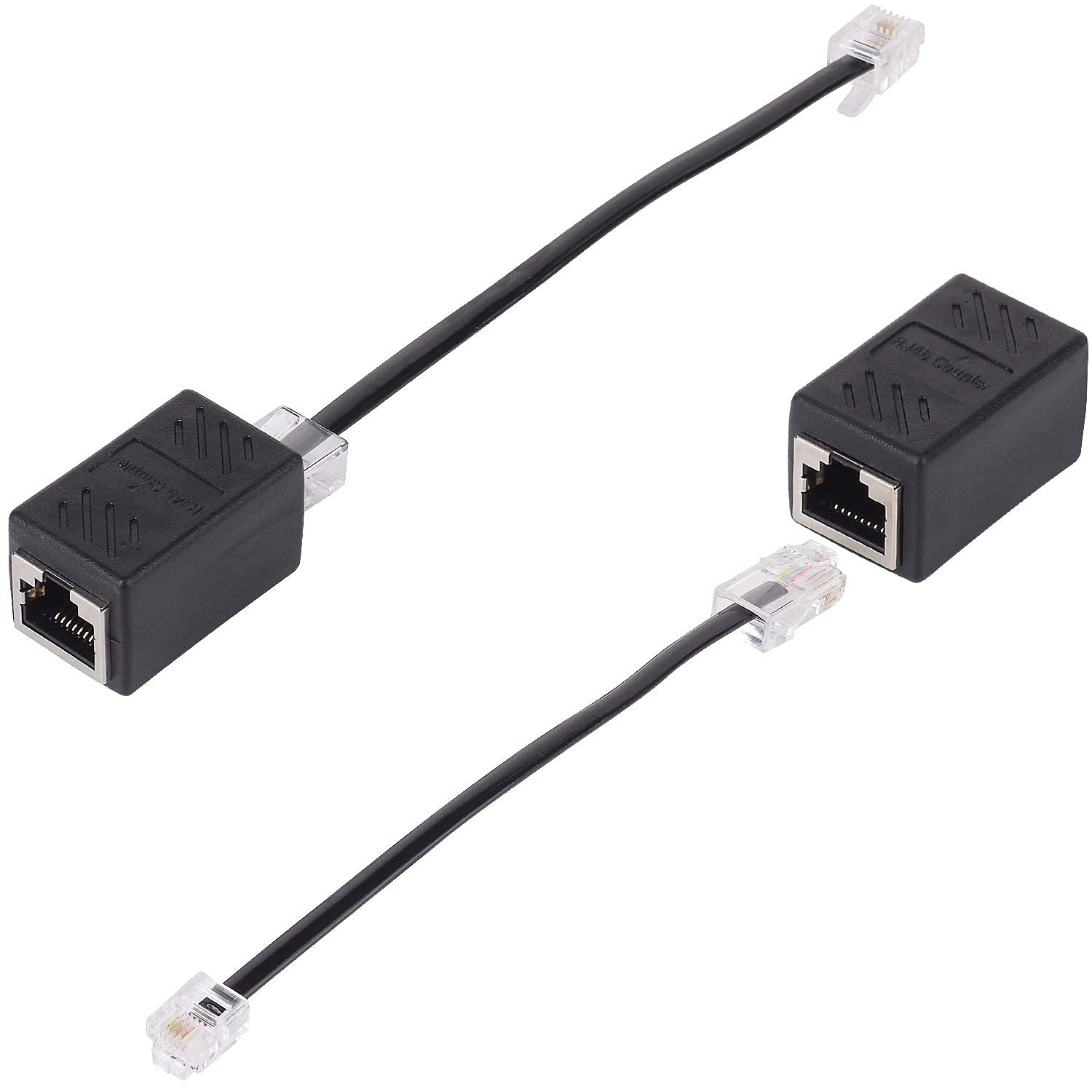 SHONCO RJ45 Ethernet Splitter,RJ45 Network Splitter Cable,RJ45 Female to RJ11 Male Adapter for Ethernet Cable Extender,2Pack,Black