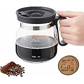 UFORU 16 Oz Novelty Coffee Pot Mug - Funny Glass Carafe with Handle & Spill-Proof Lid, Unique Coffee Pot Shaped Drink Cup for Valentine’s Day, Dads, Office & Travel, Includes 2 Hilarious Cork Coasters