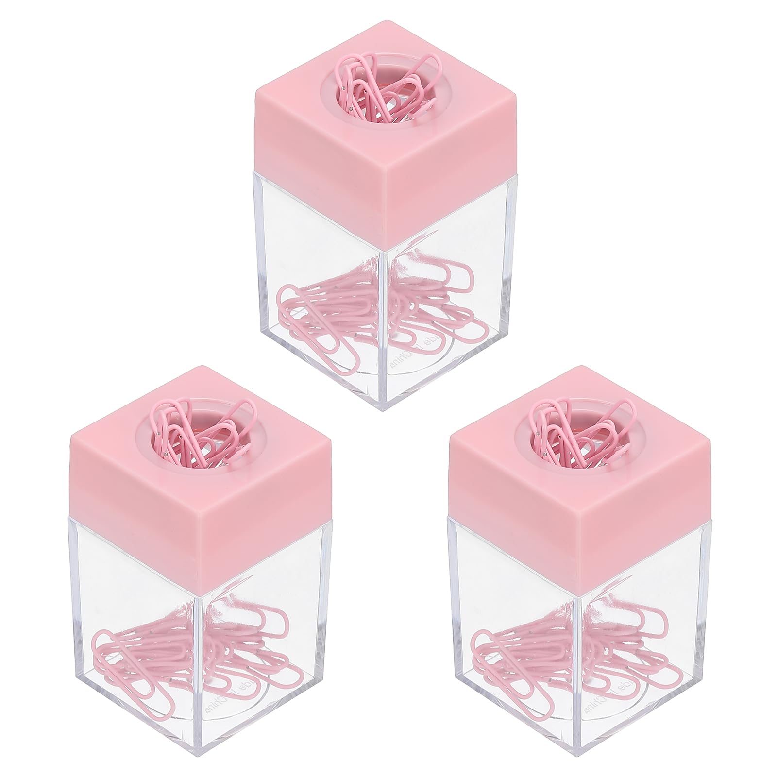 PATIKIL Magnetic Paper Clip Holder Dispenser, 3 Pcs Large Capacity Paper Clip Organizers with Magnetic Top for Desk Supplies, Office, Classroom, Home, Pink