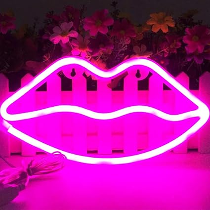 XIYUNTE Lip Pink Leuchtreklamen - LED Neon leuchten Zeichen Wandleuchten Batterie und USB betrieben Neonröhren Room Decor für