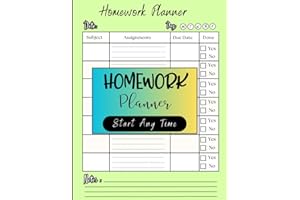 Homework Planner: Undated Assignment Tracker For College, middle & high School Students / Book/Notebook for Elementary / 110 