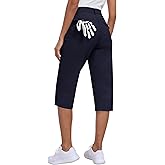 MoFiz Women's Capri Pants with Pockets Lightweight Cropped Golf Hiking Pants Summer Quick Dry Elastic Waist Capris