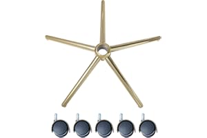 Skuehod 25" Gold Office Chair Base with Wheels, Rolling Desk Chair Base Replacement,Heavy Duty Metal Alumiun 5 Legs Swivel Base with casters