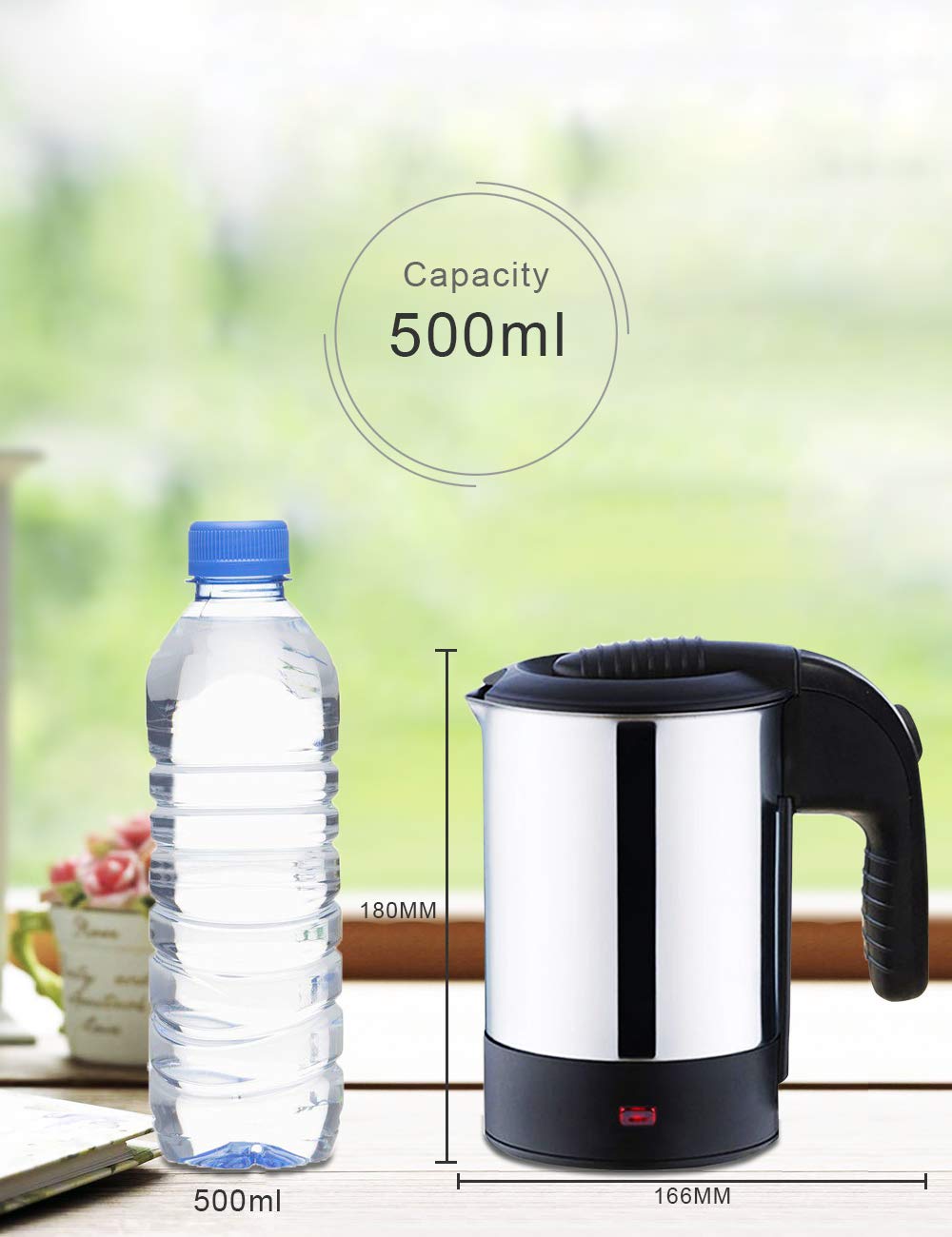 Electric Kettles Home 0.5L Mini Portable Stainless Steel Electric Water