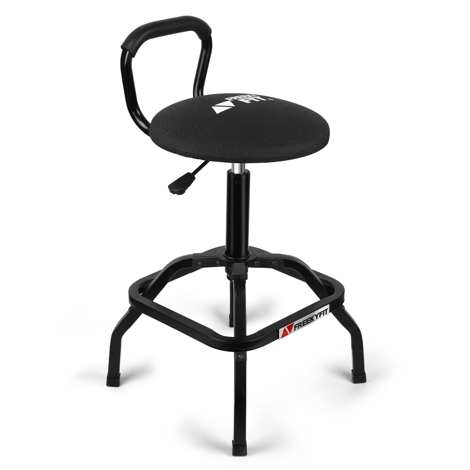 Photo 1 of FreekyFit Garage Stool, Adjustable Height Swivel Work Mechanic Shop Stool with Backrest, Pneumatic Shop Chair for Home, Workshop, 300 LBS Capacity, 360° Rotation, Heavy Duty, Black