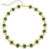 ACEDRE Colorful Crystal Choker Necklace Sparkly Rhinestone Chokers Necklaces Gold Chain Party Prom Neck Jewelry for Women