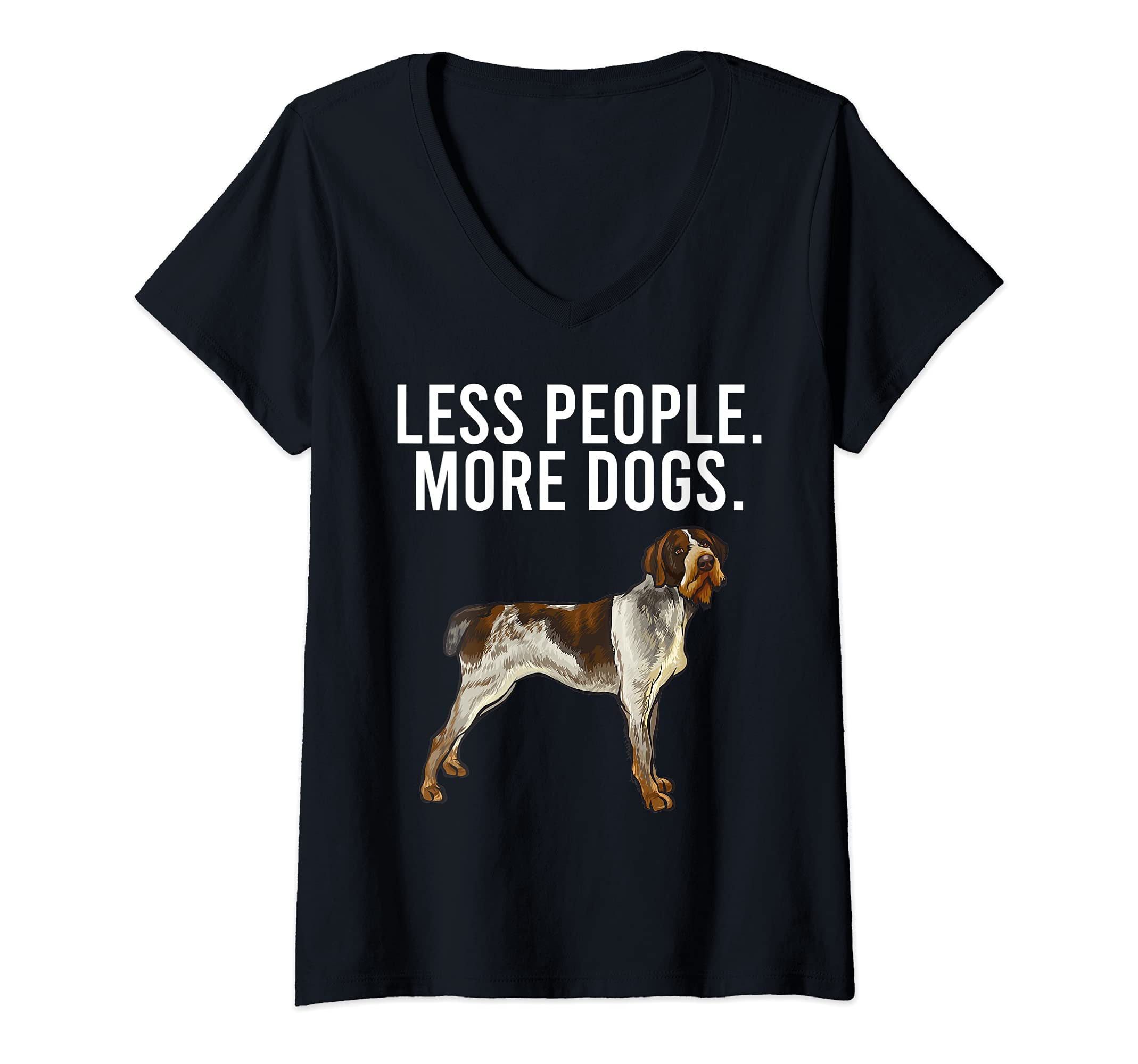 Womens Less People More Dogs German Wirehaired Pointer Introvert V-Neck T-Shirt