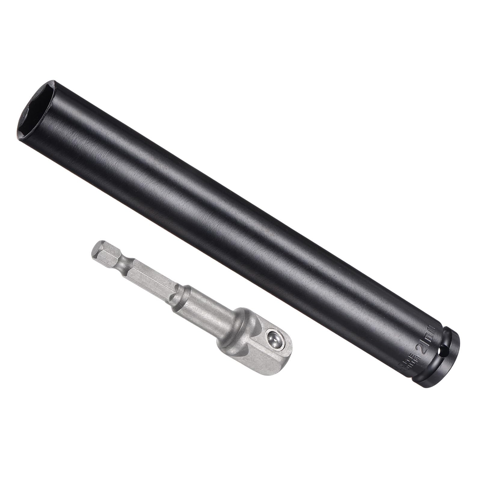 CoCud Deep Socket Set, 21mm Socket 8" Length 1/2" Drive, CR-V 6-Point Drive Socket Accessory Set with 1/4" Socket Adapter - (Applications: for Electric Hand Drill Screwdriver)