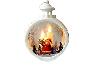 TATALIFE White LED Light Up Christmas Lantern Candle Decorations,Lighted Christmas Snowballs Night Light Christmas Christmas Lanterns Decorative Home Decoration,Ideal Gifts(Santa Claus)