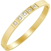 555Jewelry Stainless Steel CZ Cuff Hinged Bangle Bracelet for Men & Women