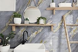 20-Pack Peel and Stick Bleu Or Marble Tiles