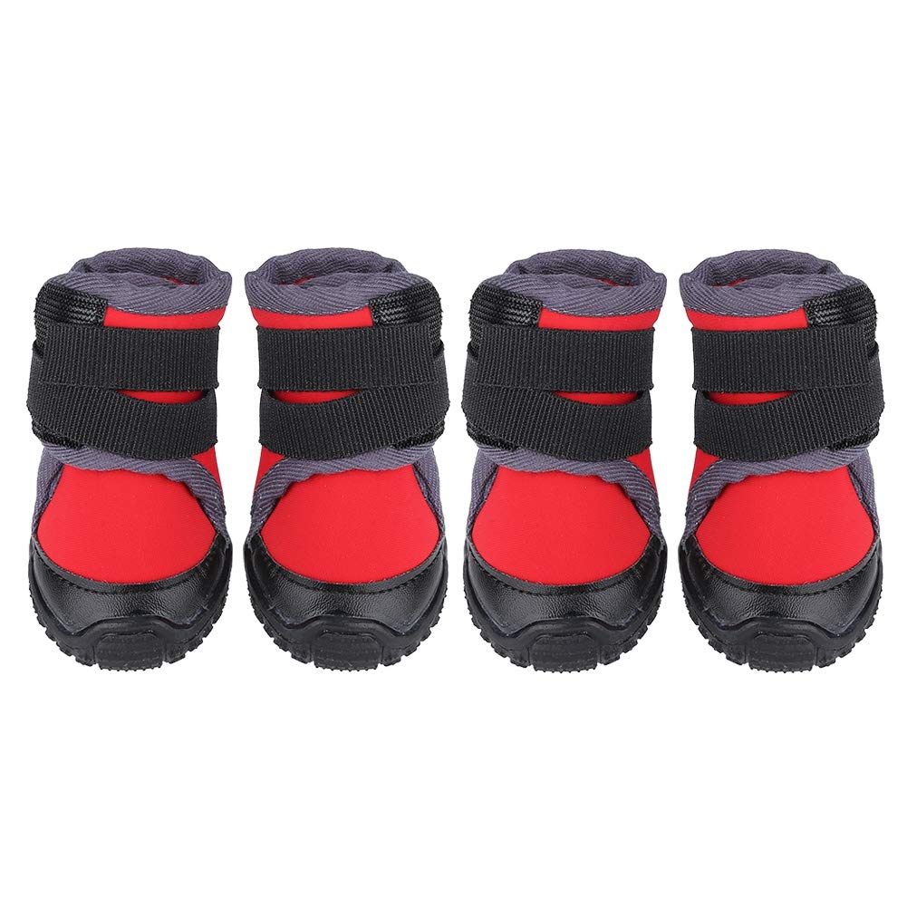 Fdit 4Pcs Fashionable Pet Puppy Shoes Large Dog Non-Slip Outdoor Sports Climbing Boots Pet Supplies Small Medium Large Dogs Outdoor Sports Hiking(45-Red)