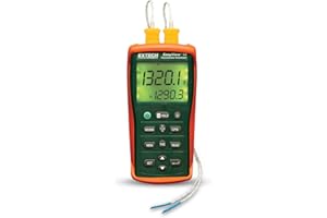 Extech EA15 EasyView Dual-Input Temperature Datalogger with Min/Max, Hold, 8800-Point Data Logger & Timer – Type K/E/J/R/S/N 