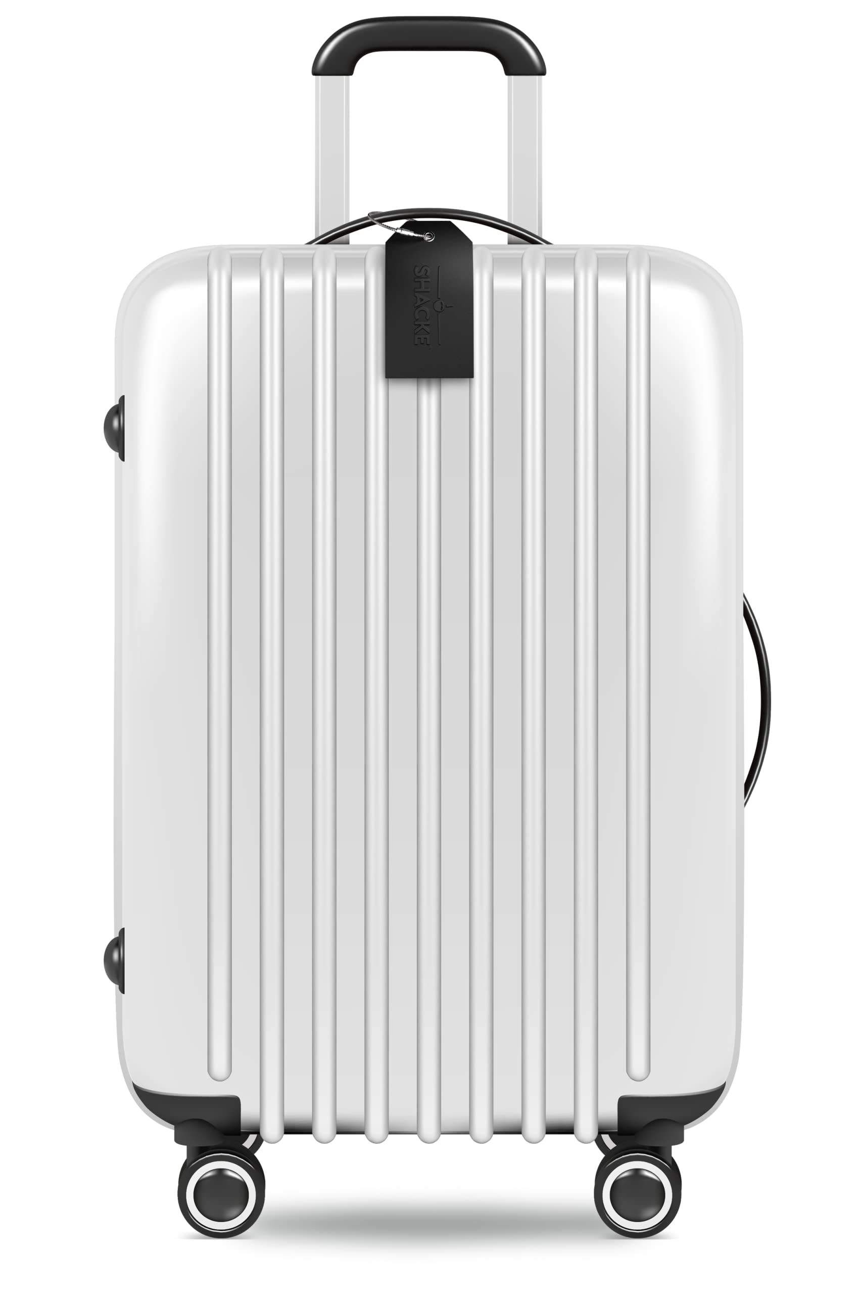 Shacke Large Luggage Tags (2pcs) with Privacy Cover and Steel Loops (Black)