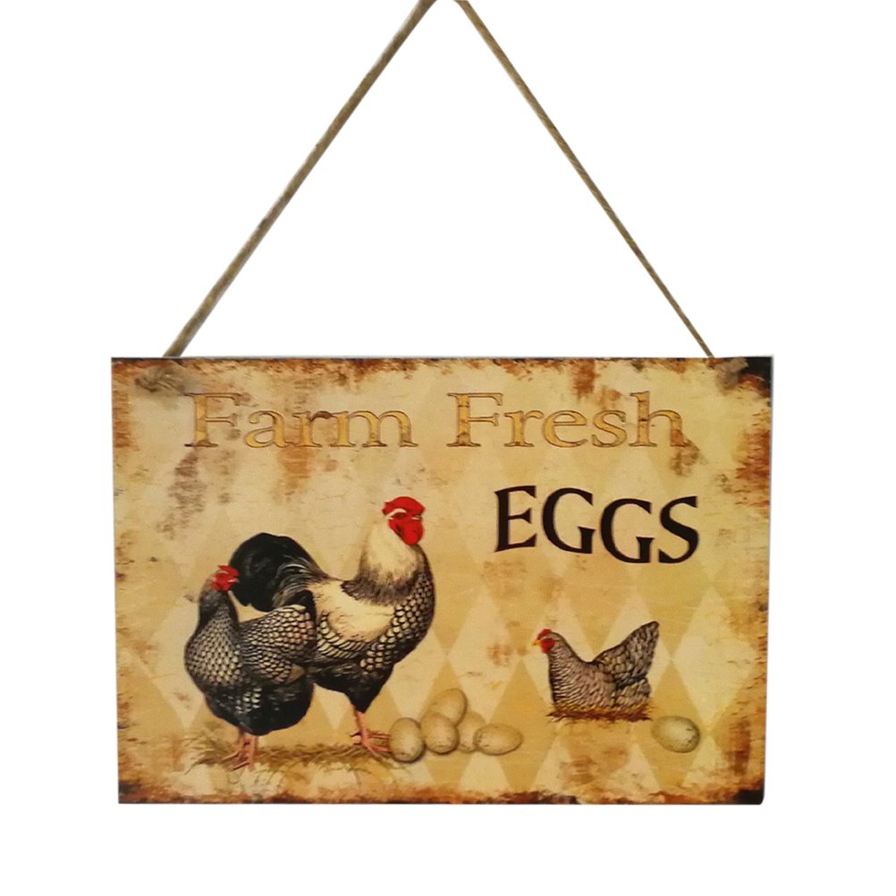 VORCOOL Fresh Eggs Sign Plaque Wooden Retro Vintage Shabby Chic Sign Country Home Decor Farmhouse Rustic Sign