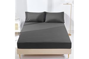 YIYEA Queen Fitted Sheet Only - 100% Brushed Microfiber 1800 Thread Count Egyptian Quality Fitted Sheet Queen Size - Ultra Soft - 16" Deep Pocket - Shrinkage & Fade Resistant (Queen, Grey)