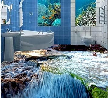 300 Cmx 210 Cm3 D Wasser Steinboden Badezimmer 3d Wallpaper Wasserdichtem Pvc Selbstklebende Tapete 3d Wallpaper Wasserdicht D Amazon De Baumarkt