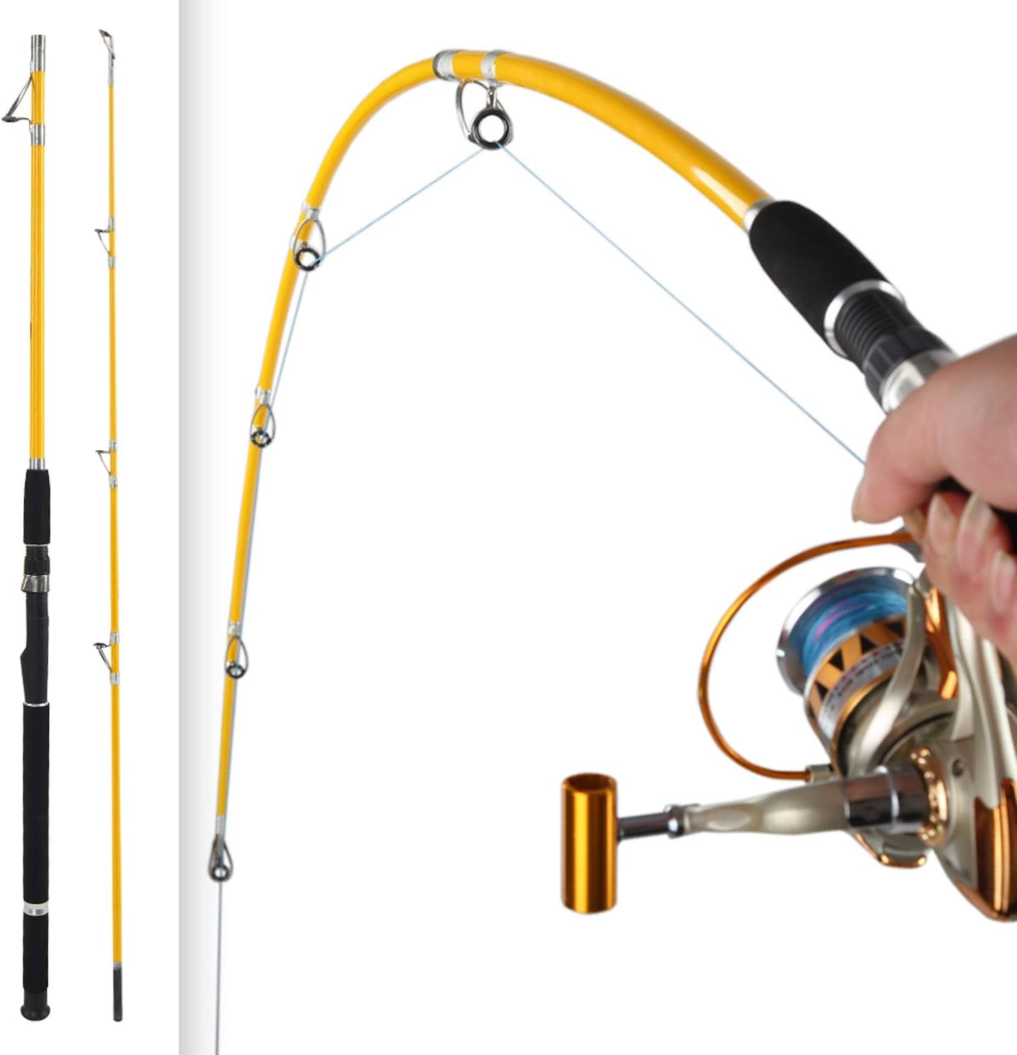 1.8M 2.1M Saltwater Fishing Jigging Rod 2 Sections Seafishing Pole Super Strong Glass Fiber Jig Spinning Fishing Rods