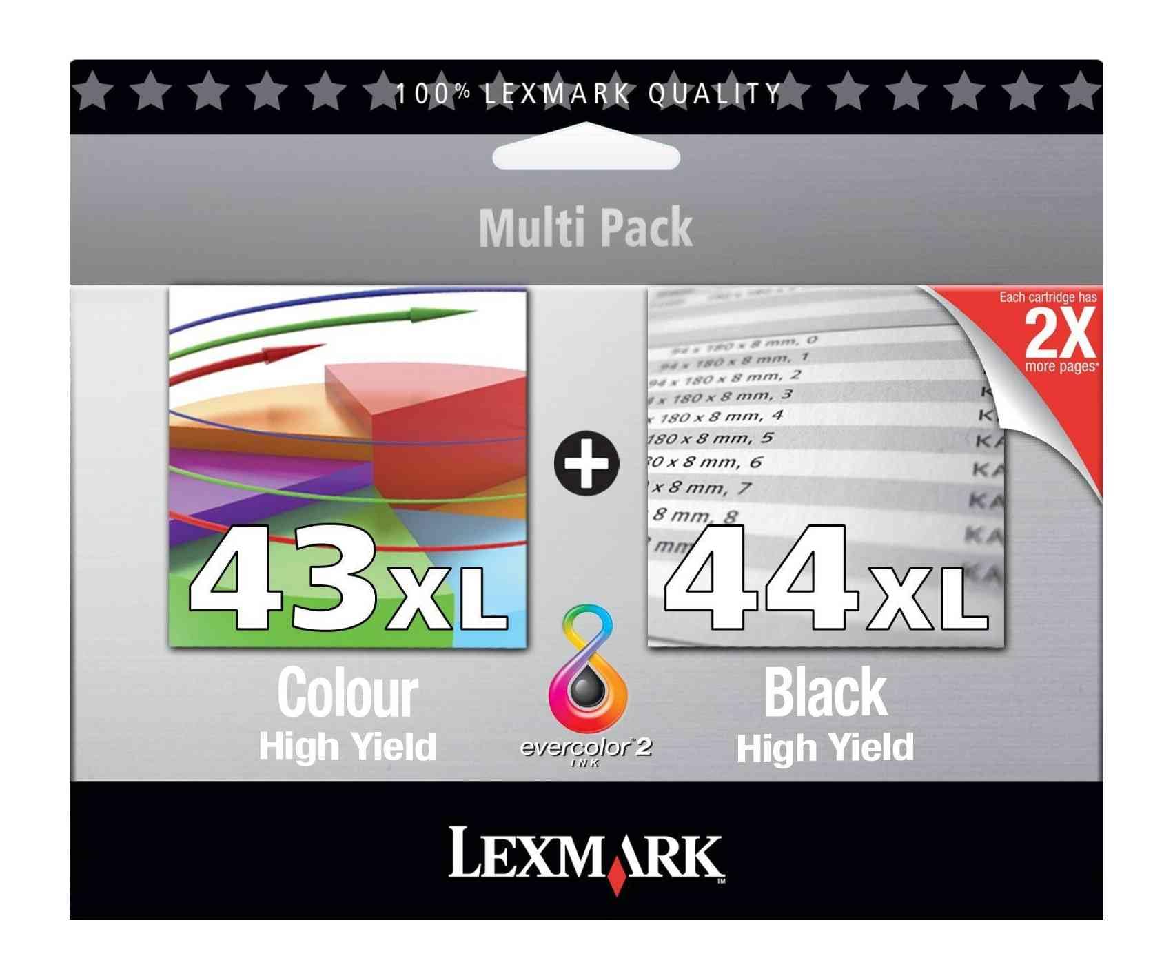 Lexmark No 43XL And No 44XL Ink Cartridge Colour And Black Combo-pack