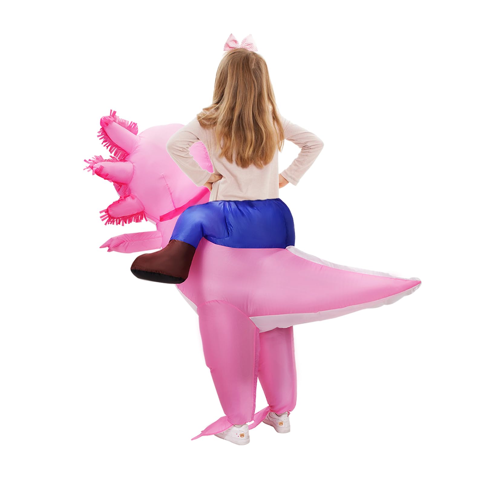Stegosaurus Inflatable Axolotl Costume for Kids Halloween Costumes Kid Blow Up Costume Ride on Axolotl Costumes for Girls Boys Cosplay Party