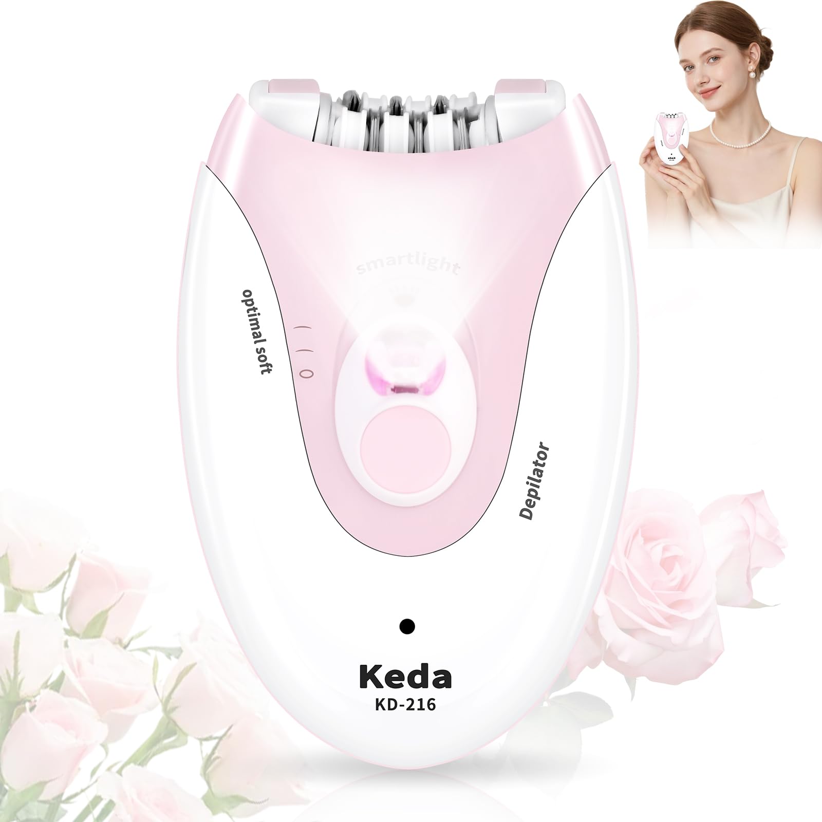 Photo 1 of **POSSIBLY FOR PARTS/ UNTESTED** ERDFCV Epilator for Women - 2 Speeds Smooth Skin Face Epilators with LED - Long-Lasting Cordless Electric Tweezers Hair Remover for Armpit/Leg/Bikini Area/Arm/Facial Epilator Hair Removal for Women