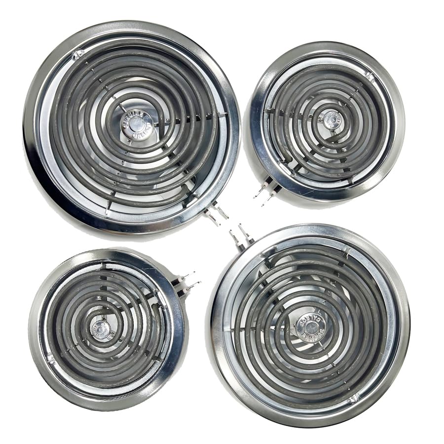 Photo 1 of WB30M1 WB30M2 GE Electric Stove Burners Replacement Element with Stove Burner Covers Drip Pans for Electric Stoves Compatible with GE Hotpoint Electric Range Stove Top
