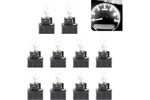 Flygun 10 PCS Car T5 Halogen Instrument Light, 12V 1.2W Single-filament Air Conditioning Indicator Light Brake Light, Plug and Play Non-destructive Installation, Universal Car Lighting Bulb (White)
