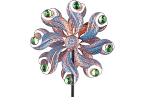 Viveta Wind Spinner, Outdoor Metal Kinetic Wind Sculptures & Spinners, Vintage Wind Spinners with Metal Stake for Patio,Lawn,Garden,Diameter 13.2 Inches