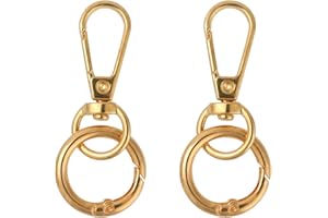 2pcs Swivel Clasp Clips, Gold Lobster Chain Metal Clip with Key Ring Double Opening Swivel Snap Hooks for DIY Crafts Jewelry 