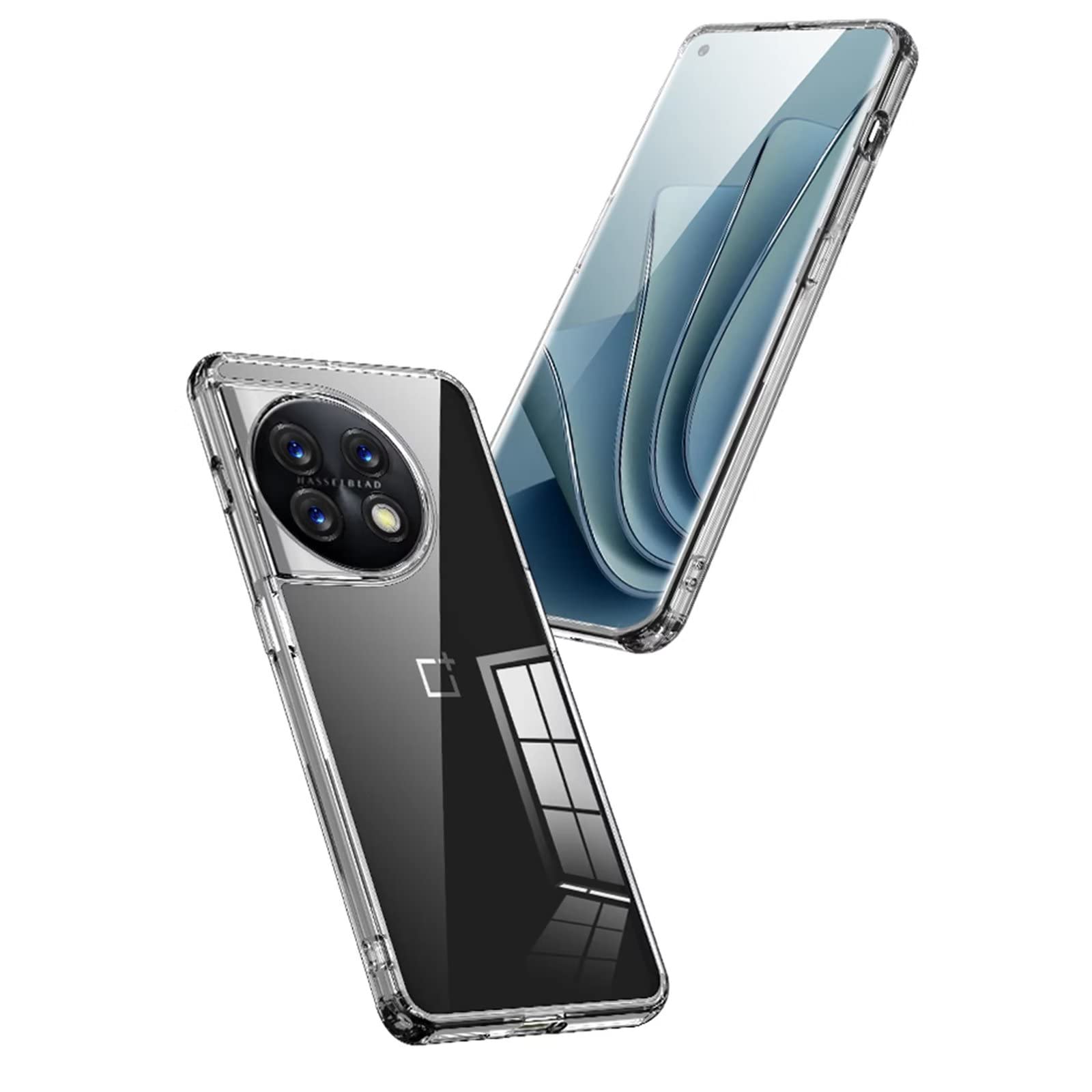 ESONG Crystal Clear Case for one plus 11,Shockproof Protective Transparent Cover[Military Drop Protection]Slim Soft Silicone TPU Bumper Protector Phone Case-Clear