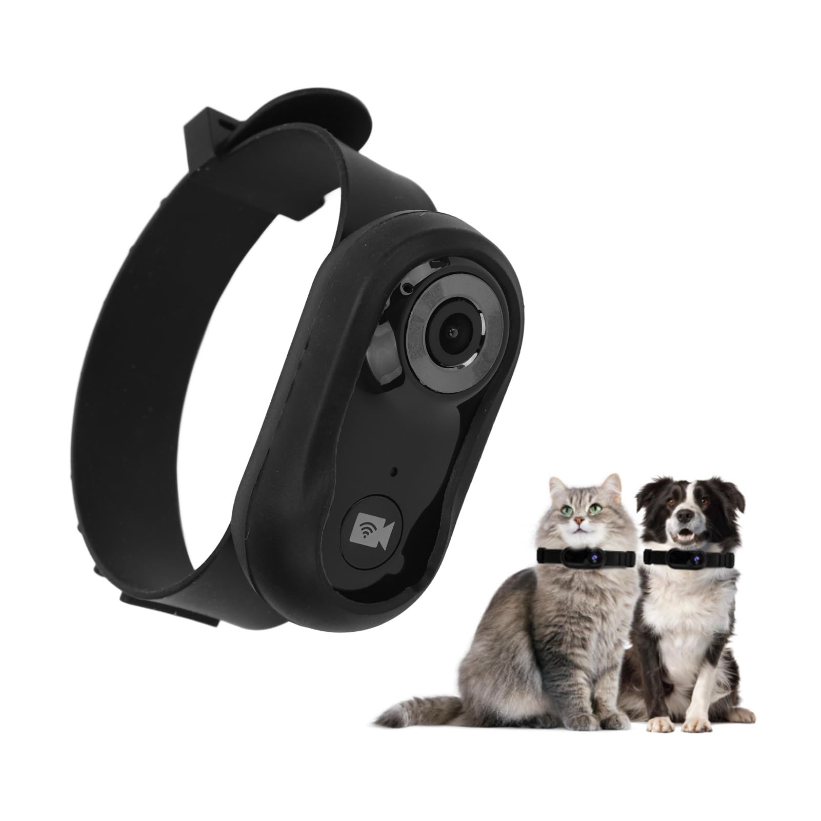 Bewinner Cat Camera Collar - 120° Wide Angle Pet Sports Camera with LCD Screen & 8GB Memory Card, 1080P HD Multifunctional Pet Cat Tracker, Palm Strap for Go 3 Accessories (Black)