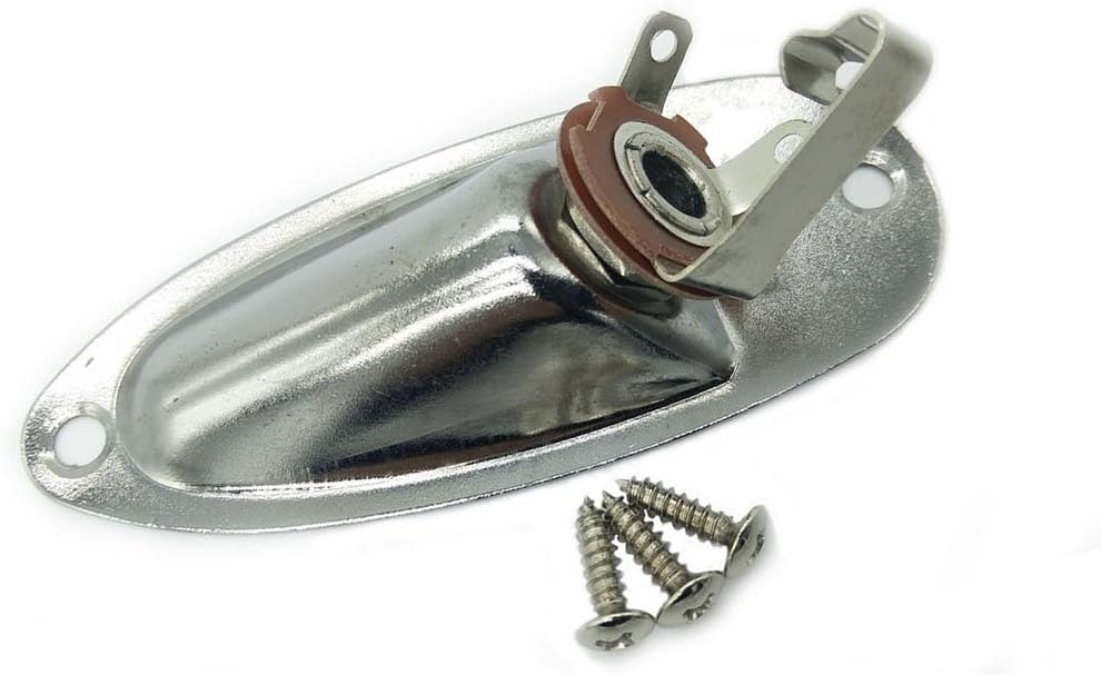 Boat Style 1/4" Loaded Guitar Pickup Output Jack Plug Socket plate and Screws ferrule for Fender Strat Stratocater Style Electric Guitar (Chrome)
