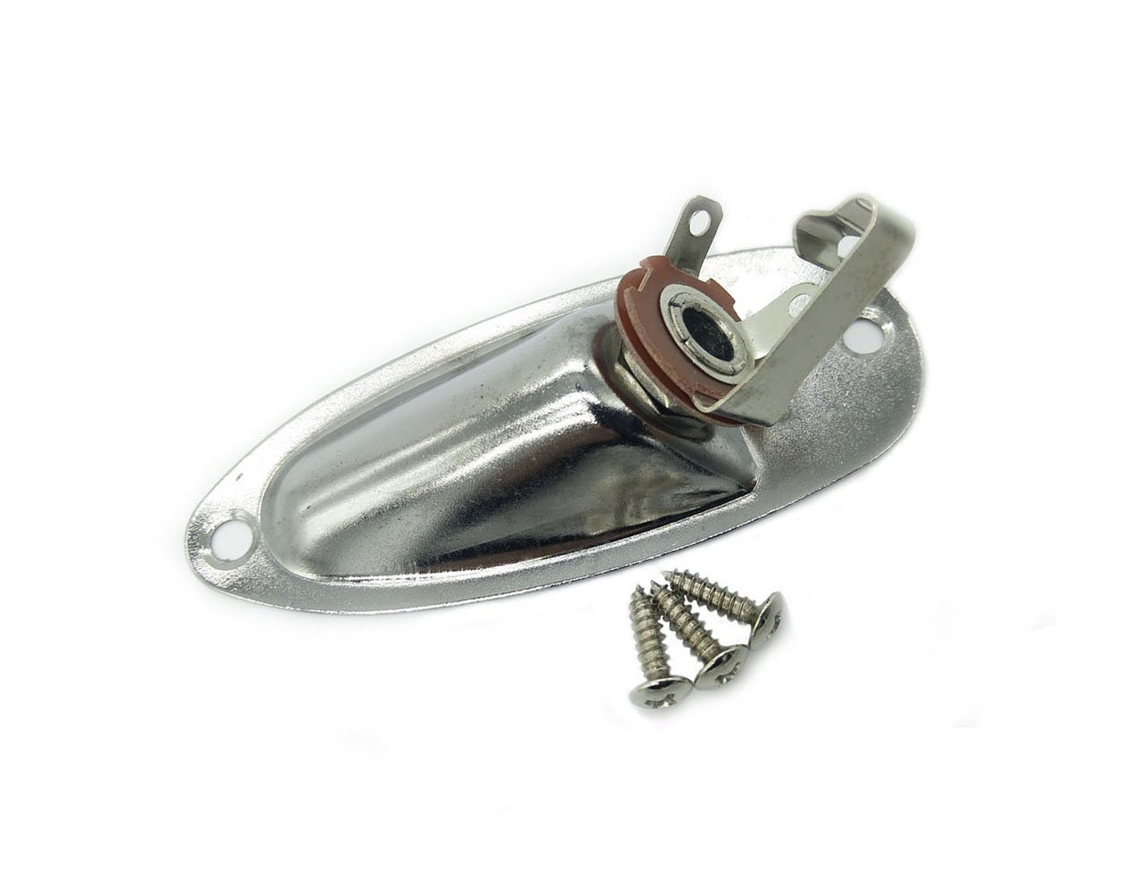 Boat Style 1/4" Loaded Guitar Pickup Output Jack Plug Socket plate and Screws ferrule for Fender Strat Stratocater Style Electric Guitar (Chrome)
