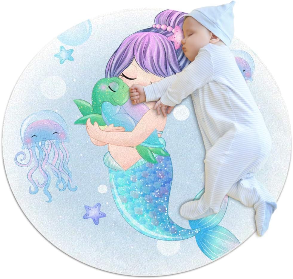 Meerjungfrau Schildkrote Krake Babyteppich Rundes Weiches