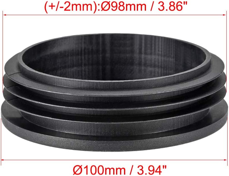 sourcing map 2pcs 100mm Dia Plastic Tubing Plug Round Post End Caps for Handrail Stair Newel Guardrail Tube Black - Image 3